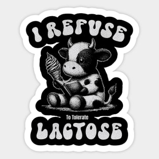 I Refuse To Tolerate Lactose Cute Cow Vintage Retro Sticker